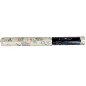 Bordenstyle VTG 80s Floral Vinyl Wallpaper Roll Beige Pink Blue Wallcovering 32'